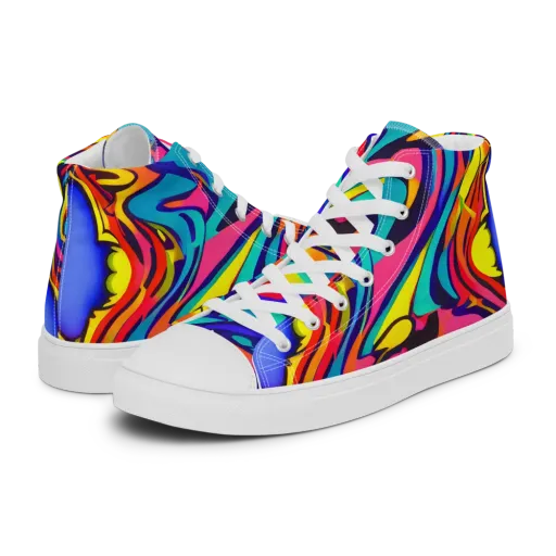 Electric Ecstasy on a Men's High Top Canvas Shoes