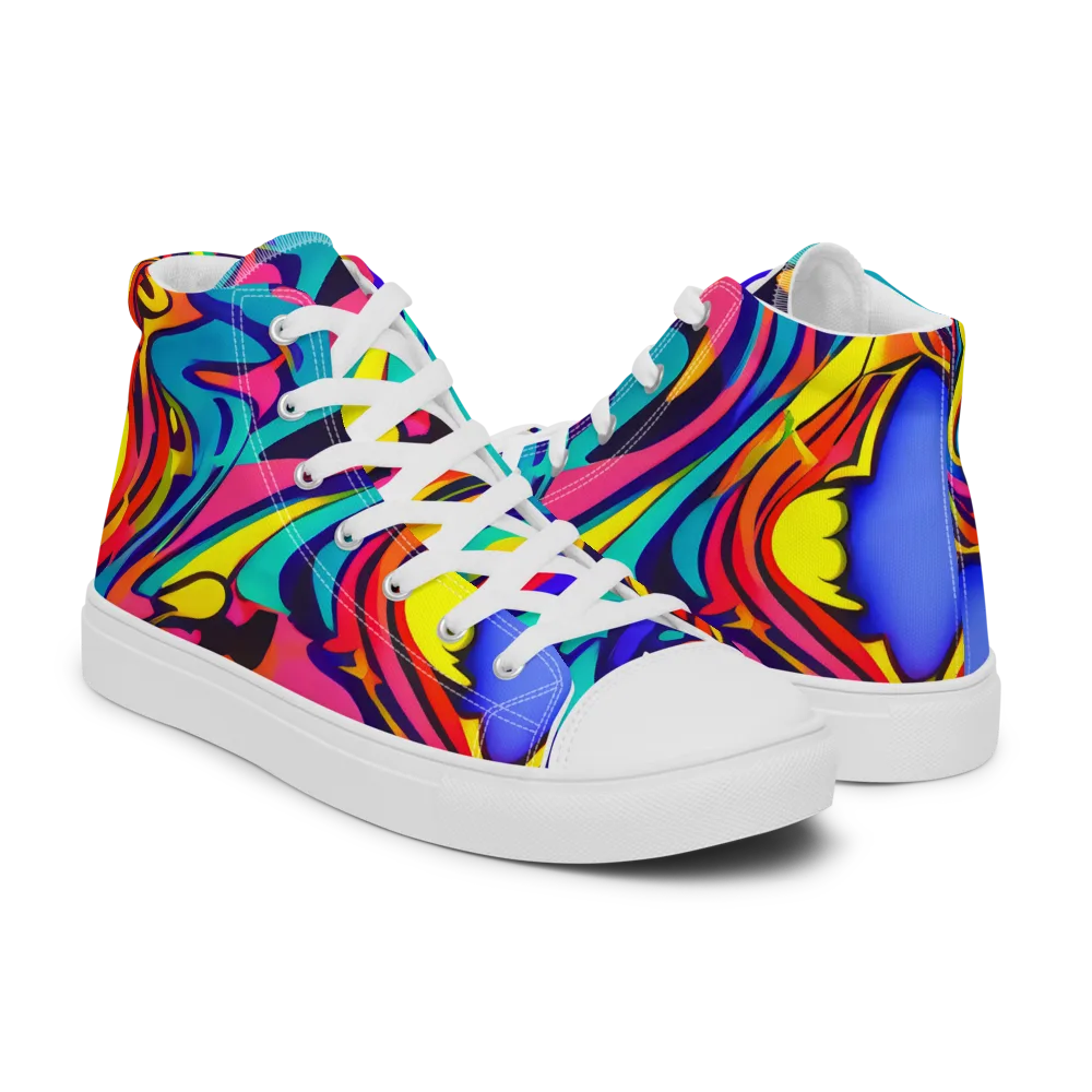 Electric Ecstasy on Men's High Top Canvas Shoes — Right