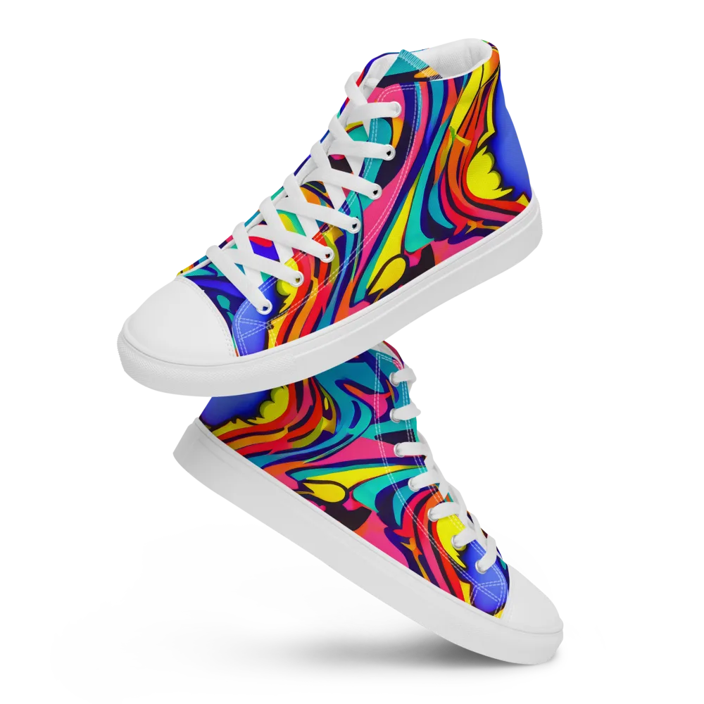 Electric Ecstasy on Men's High Top Canvas Shoes — Front