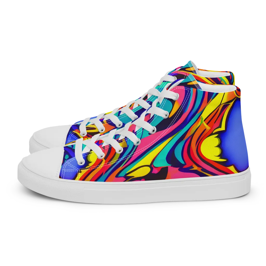 Electric Ecstasy on Women's High Top Canvas Shoes — Left