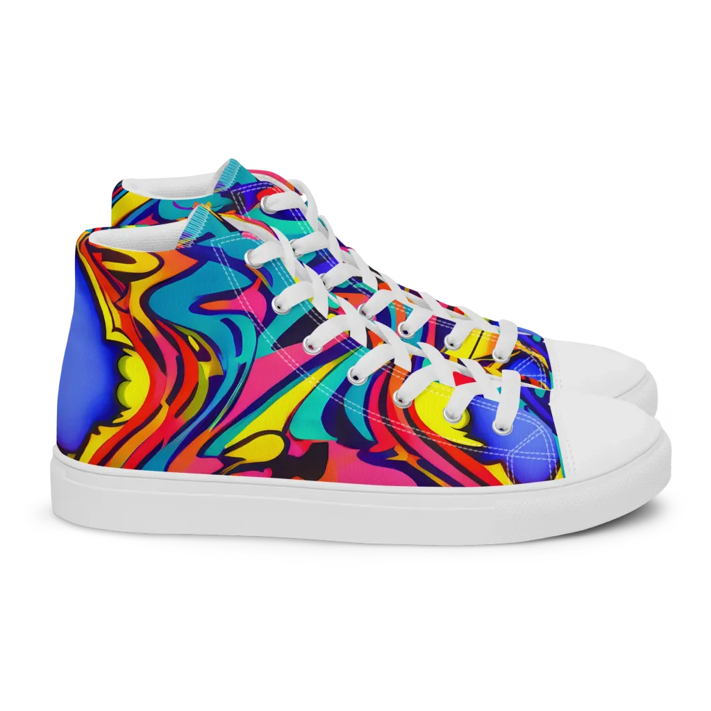 Electric Ecstasy on Women's High Top Canvas Shoes — Right