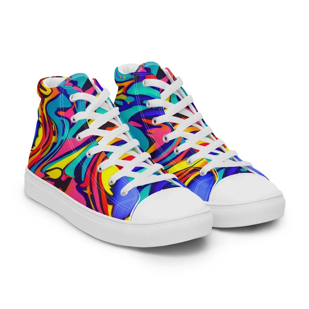 Electric Ecstasy on Women's High Top Canvas Shoes — Right Front
