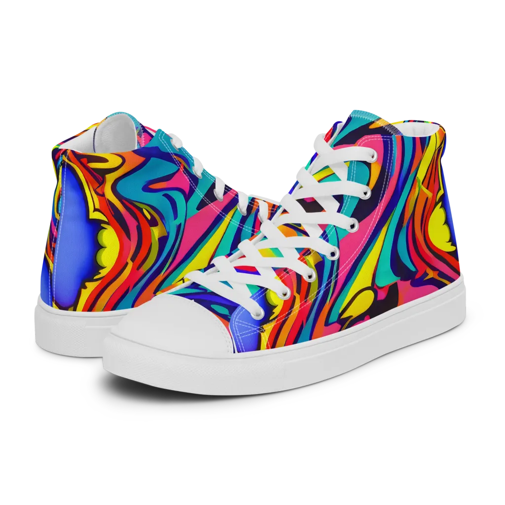 Electric Ecstasy on Women's High Top Canvas Shoes — Left