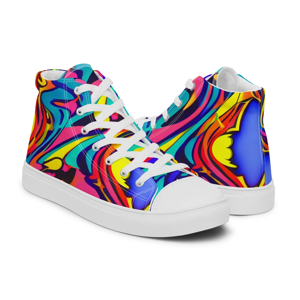 Electric Ecstasy on Women's High Top Canvas Shoes — Right
