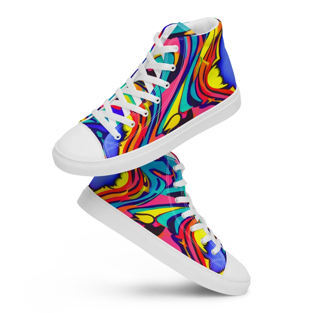 Electric Ecstasy on Women's High Top Canvas Shoes — Front