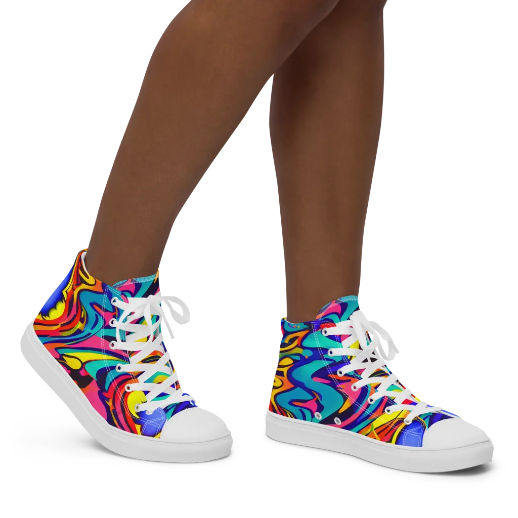Electric Ecstasy on Women's High Top Canvas Shoes — Right