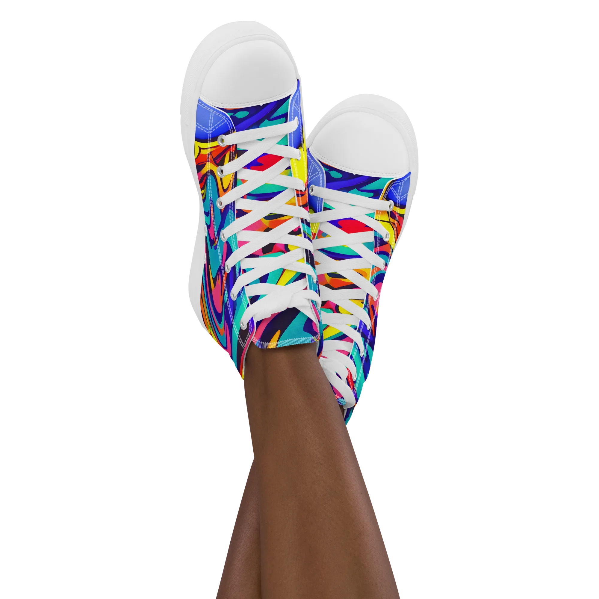 Electric Ecstasy on Women's High Top Canvas Shoes — Front