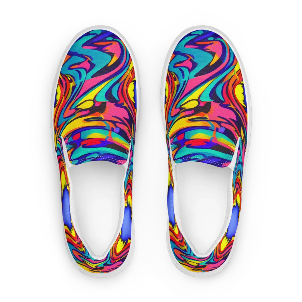 Electric Ecstasy on Men's Slip-On Canvas Shoes — Front