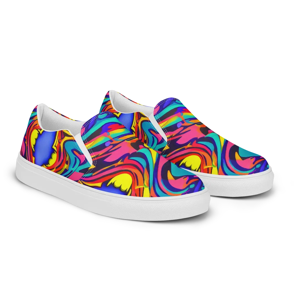 Electric Ecstasy on Men's Slip-On Canvas Shoes — Right Front