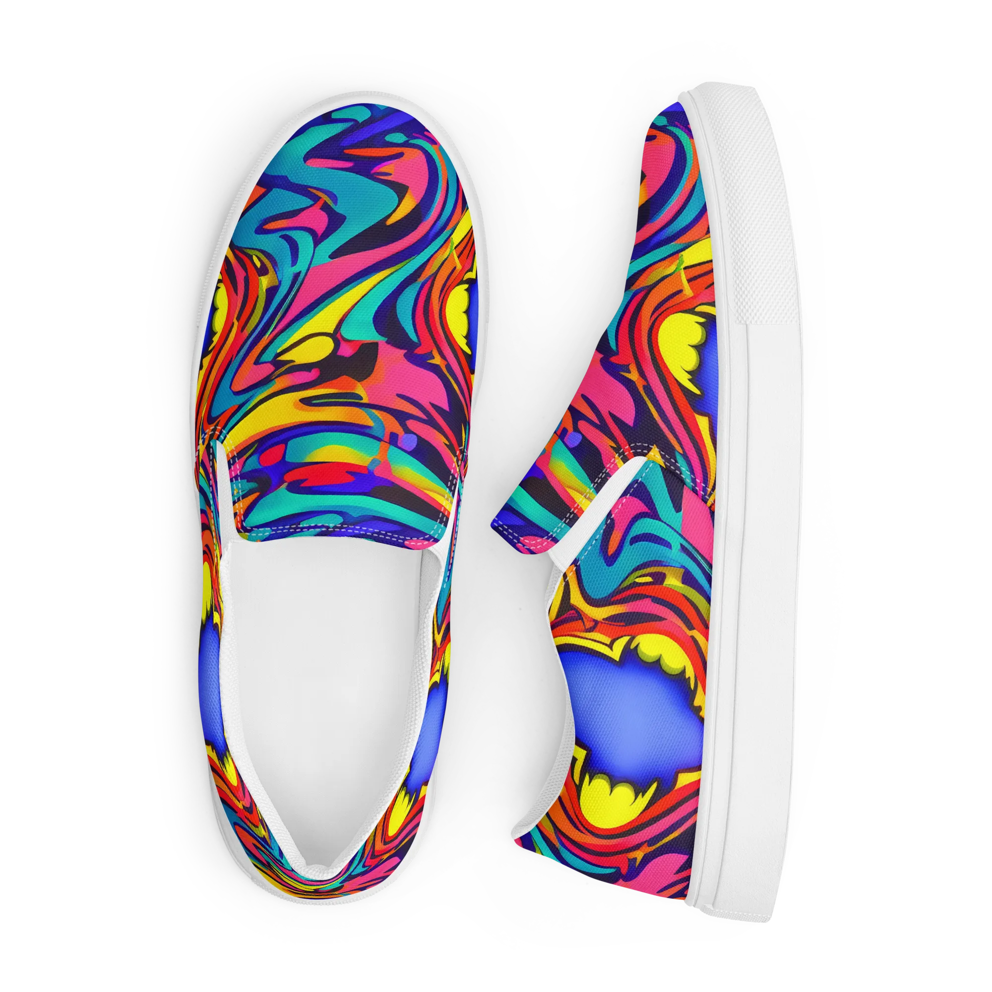Electric Ecstasy on Men's Slip-On Canvas Shoes — Front
