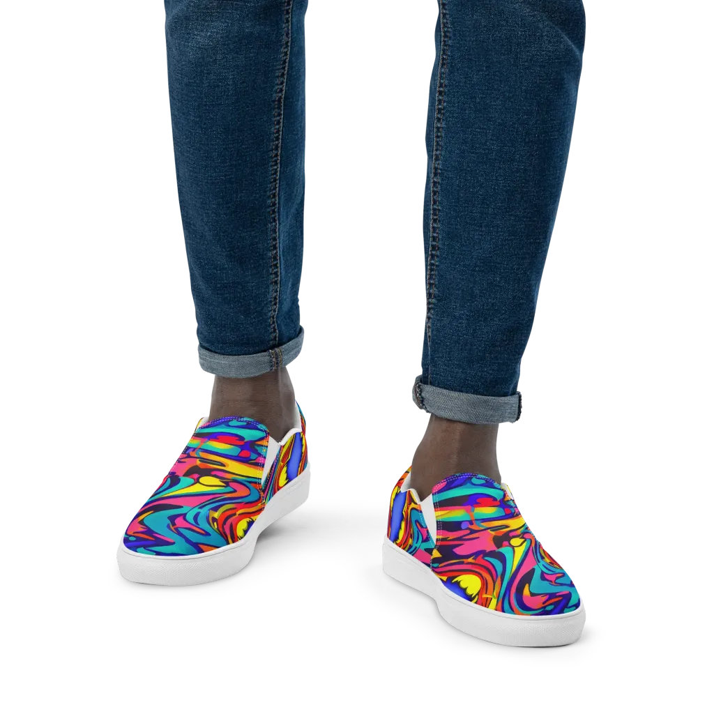 Electric Ecstasy on Men's Slip-On Canvas Shoes — Front