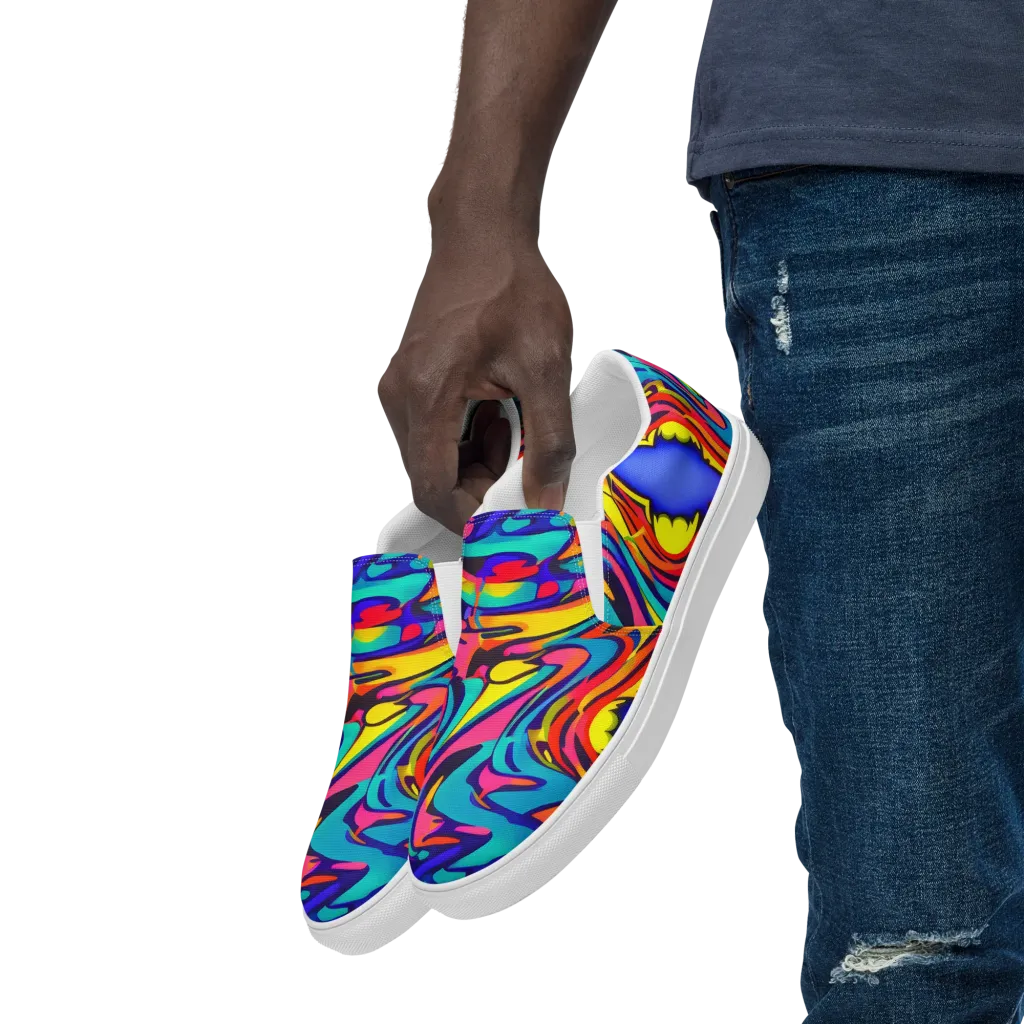 Electric Ecstasy on Men's Slip-On Canvas Shoes — Left Front