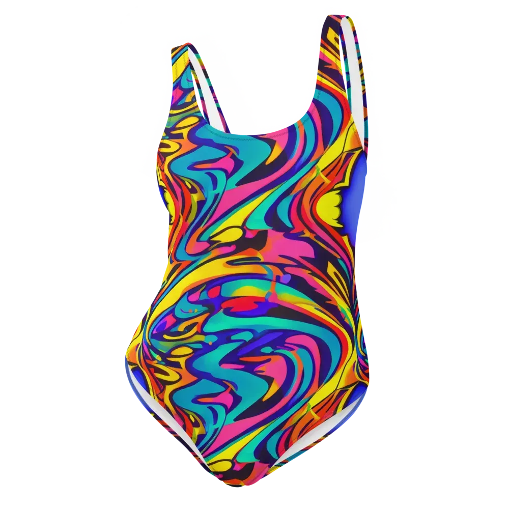 Electric Ecstasy on One-Piece Swimsuit — Front