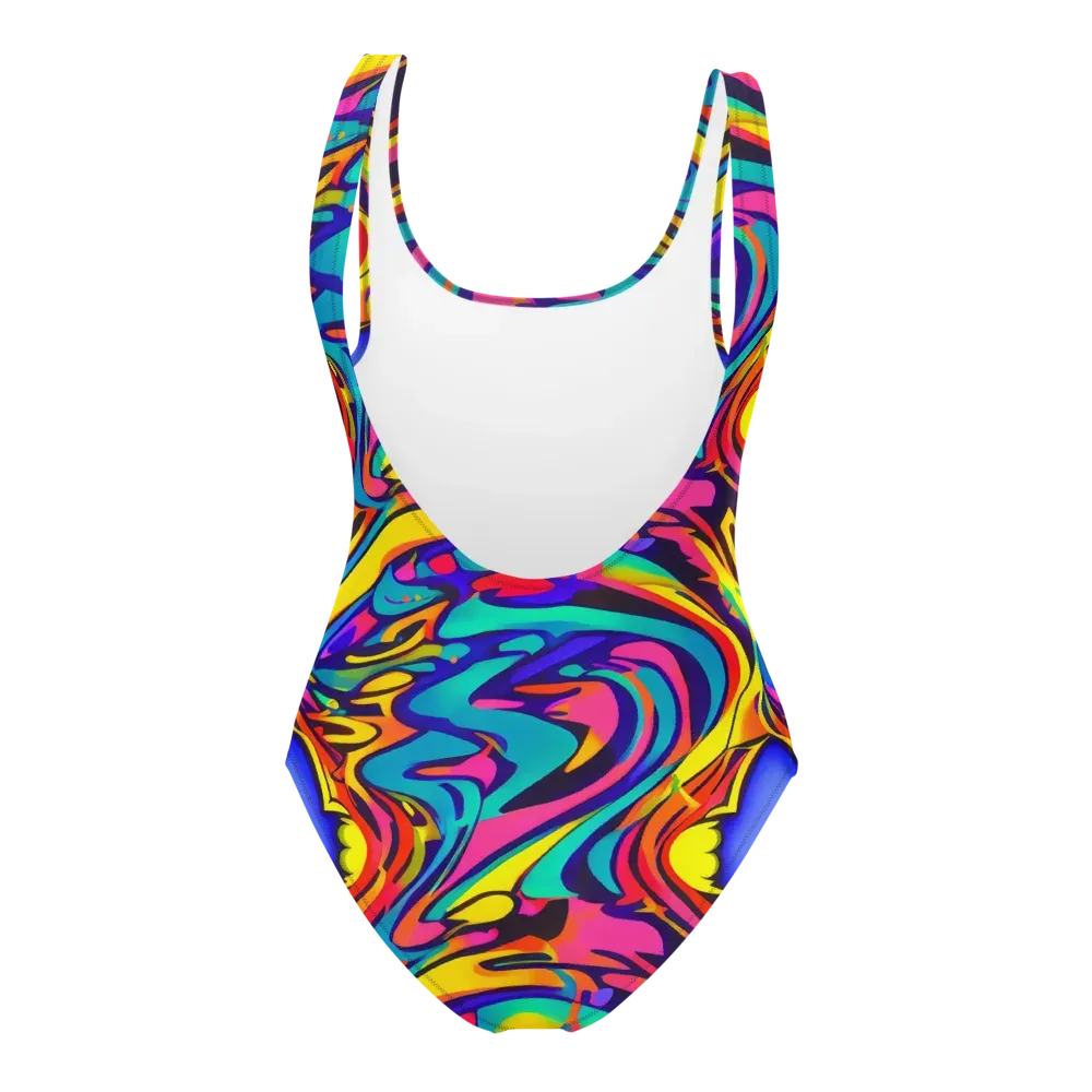 Electric Ecstasy on One-Piece Swimsuit — Back
