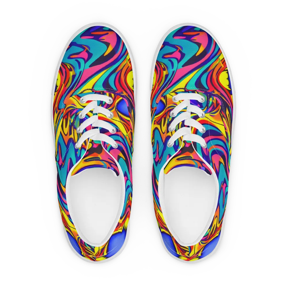 Electric Ecstasy on Men's Lace-Up Canvas Shoes — Front