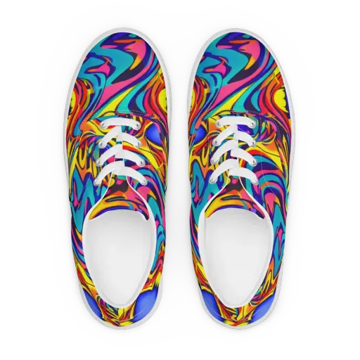 Electric Ecstasy on a Men's Lace-Up Canvas Shoes