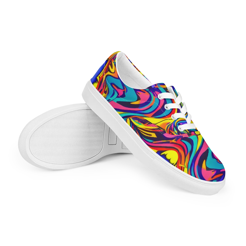 Electric Ecstasy on Men's Lace-Up Canvas Shoes — Right Front