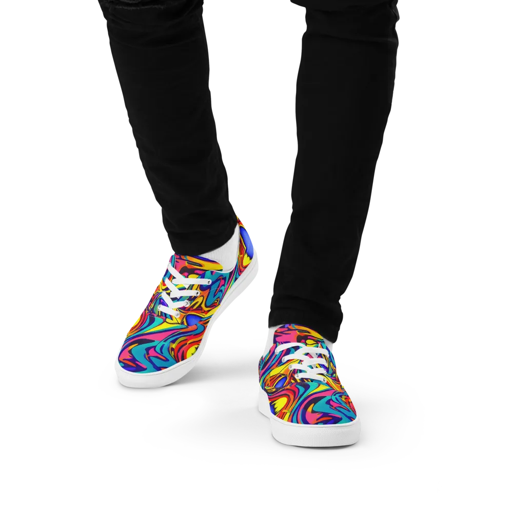 Electric Ecstasy on Men's Lace-Up Canvas Shoes — Front