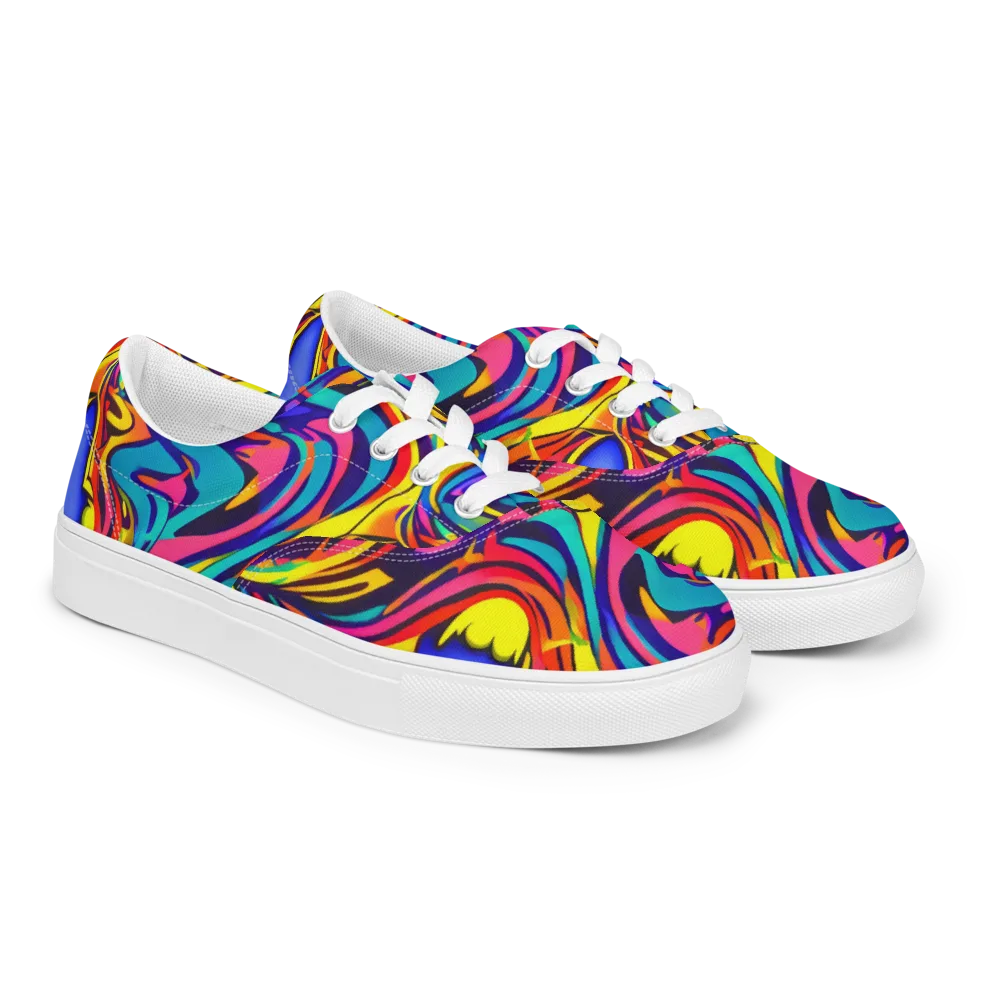 Electric Ecstasy on Men's Lace-Up Canvas Shoes — Right Front