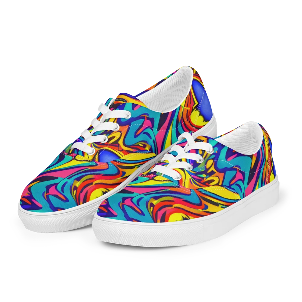Electric Ecstasy on Men's Lace-Up Canvas Shoes — Left Front