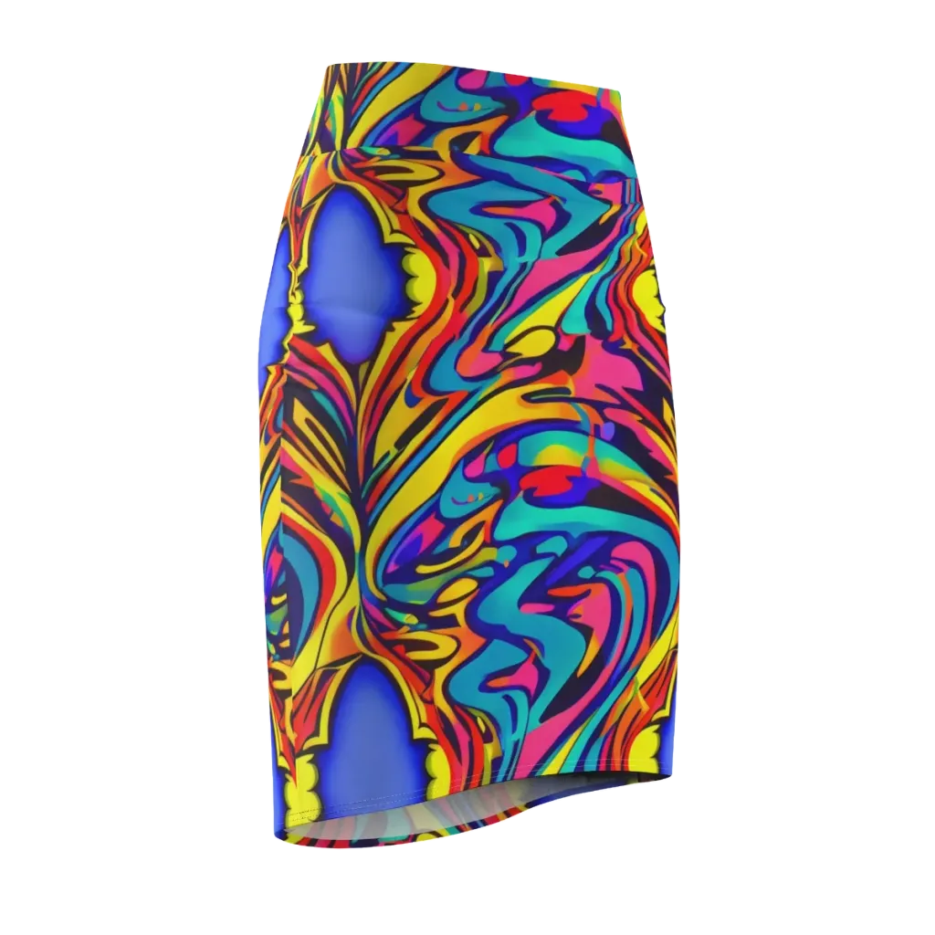 Electric Ecstasy on Pencil Skirt — Front Side