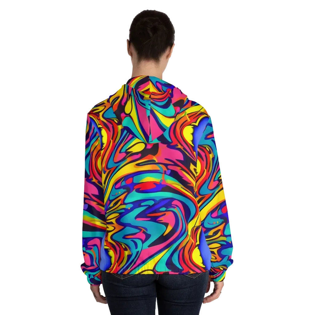 Electric Ecstasy on Women's Full-Zip Hoodie — Back On Person