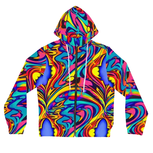 Electric Ecstasy on a Women's Full-Zip Hoodie