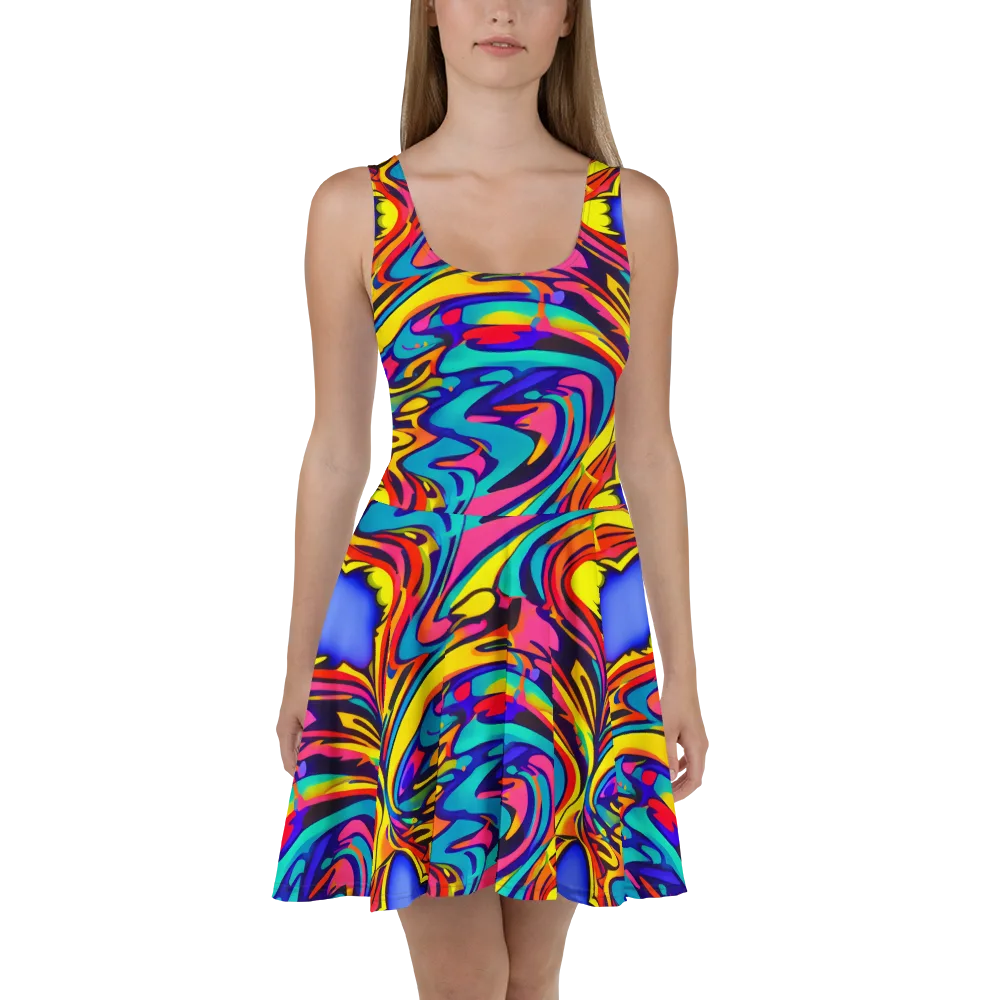 Electric Ecstasy on Skater Dress — Front