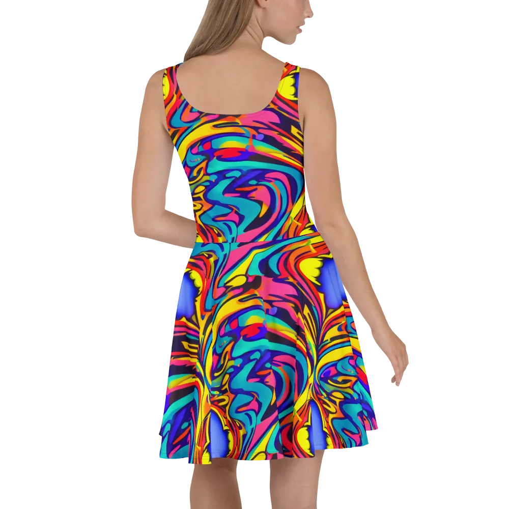 Electric Ecstasy on Skater Dress — Back