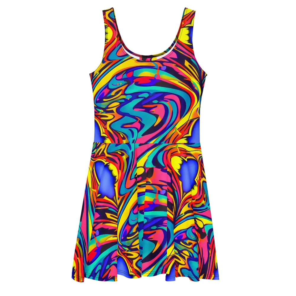 Electric Ecstasy on Skater Dress — Front