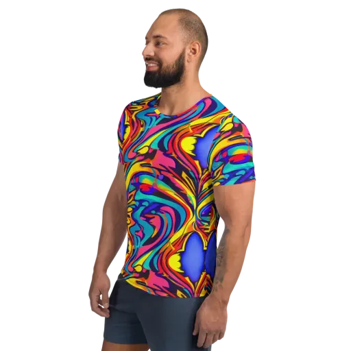 Electric Ecstasy on a Men's Athletic T-Shirt