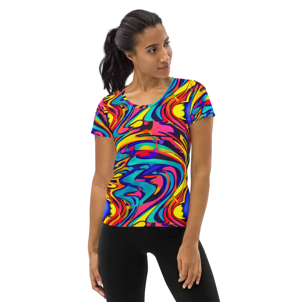 Electric Ecstasy on Women's Athletic T-Shirt — Front