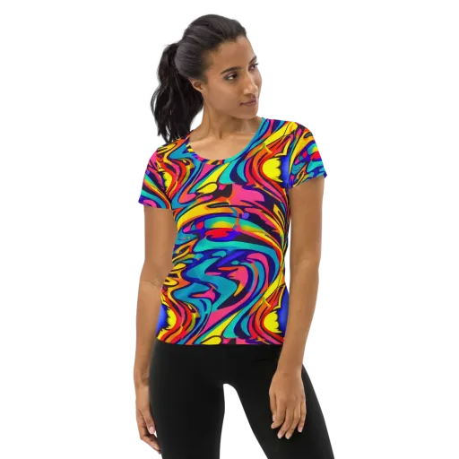 Electric Ecstasy on a Women's Athletic T-Shirt