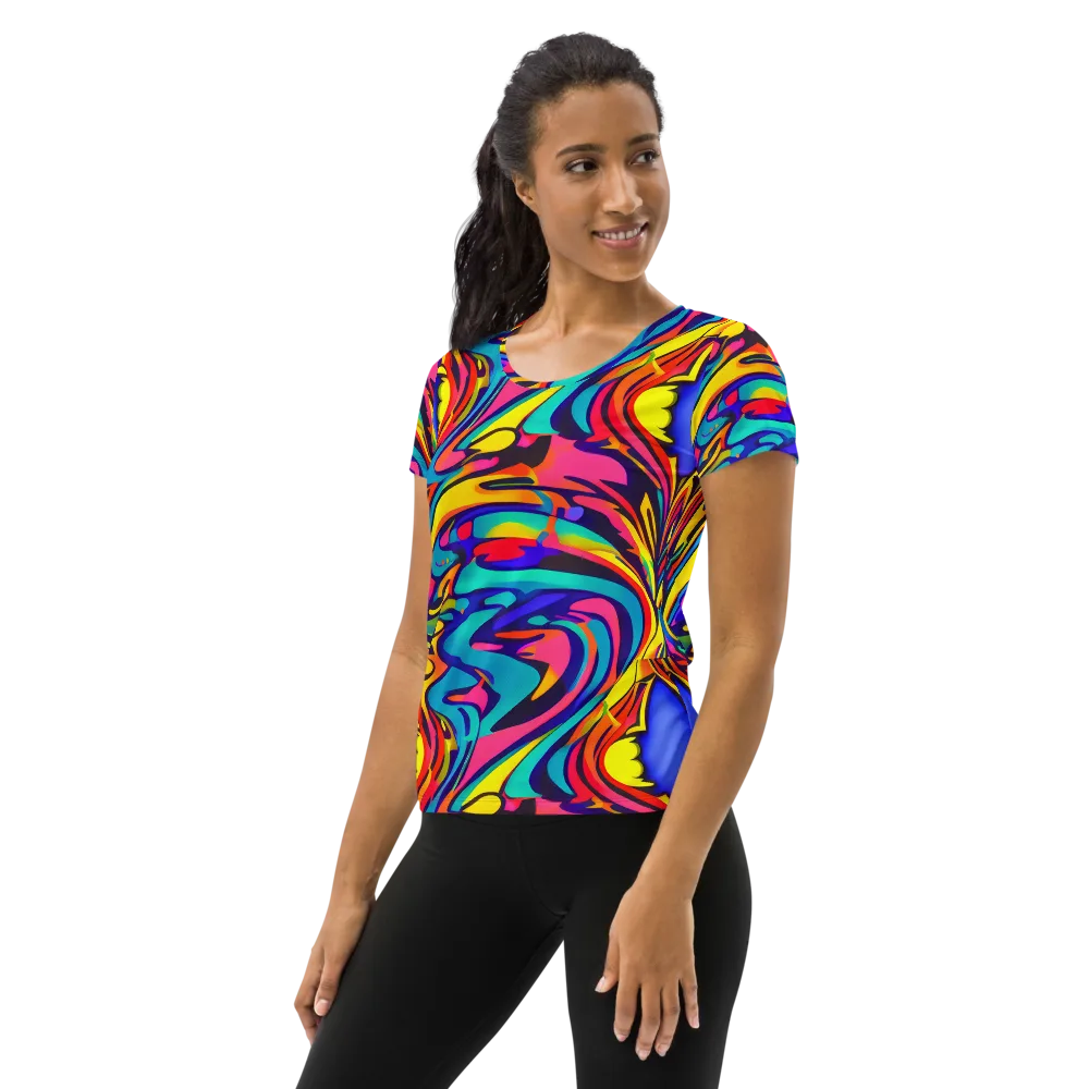 Electric Ecstasy on Women's Athletic T-Shirt — Left
