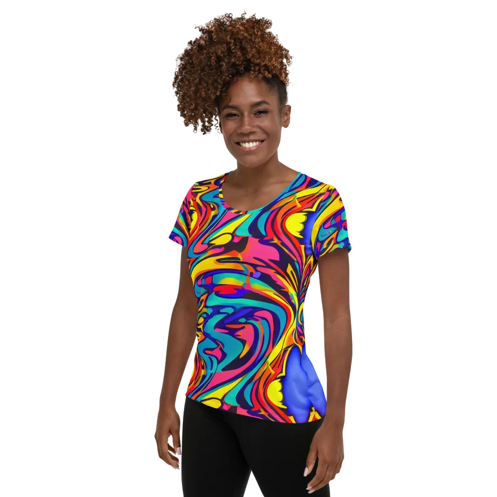 Electric Ecstasy on Women's Athletic T-Shirt — Left