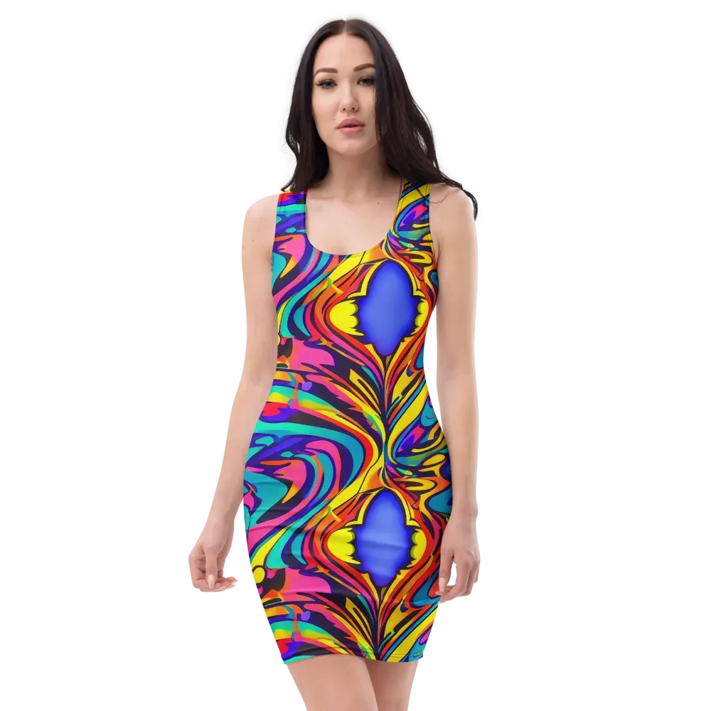 Electric Ecstasy on Bodycon Dress — Front