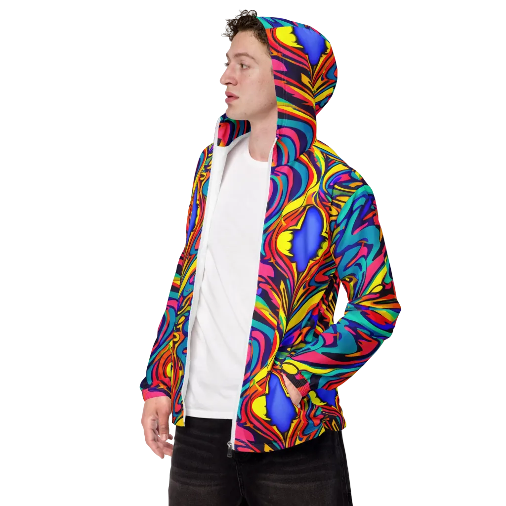 Electric Ecstasy on Men's Windbreaker — Left Front