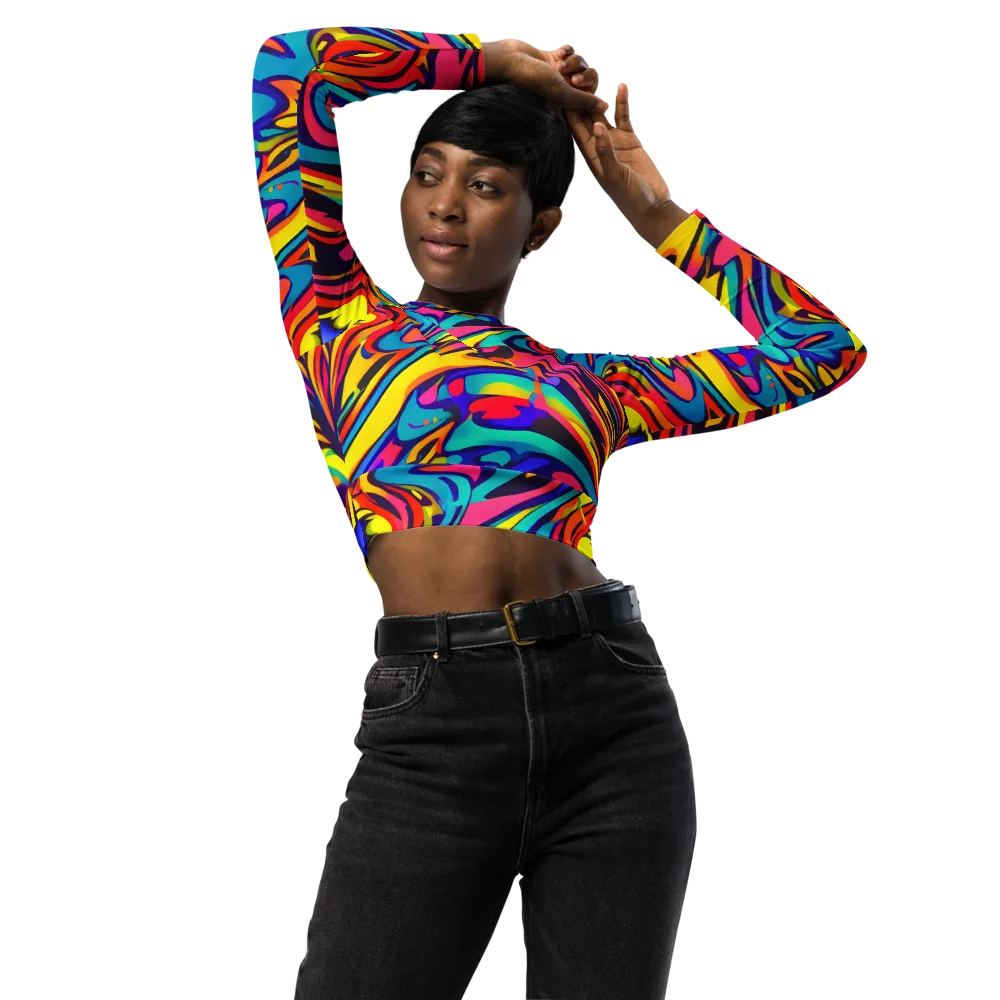 Electric Ecstasy on Long Sleeve Crop Top — Front