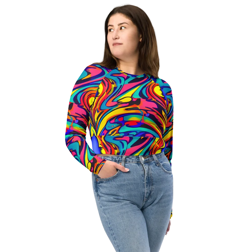Electric Ecstasy on Long Sleeve Crop Top — Front