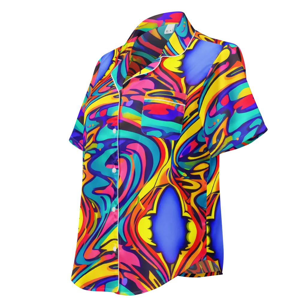 Electric Ecstasy on Women's Short Sleeve Pajama Top — Left Front