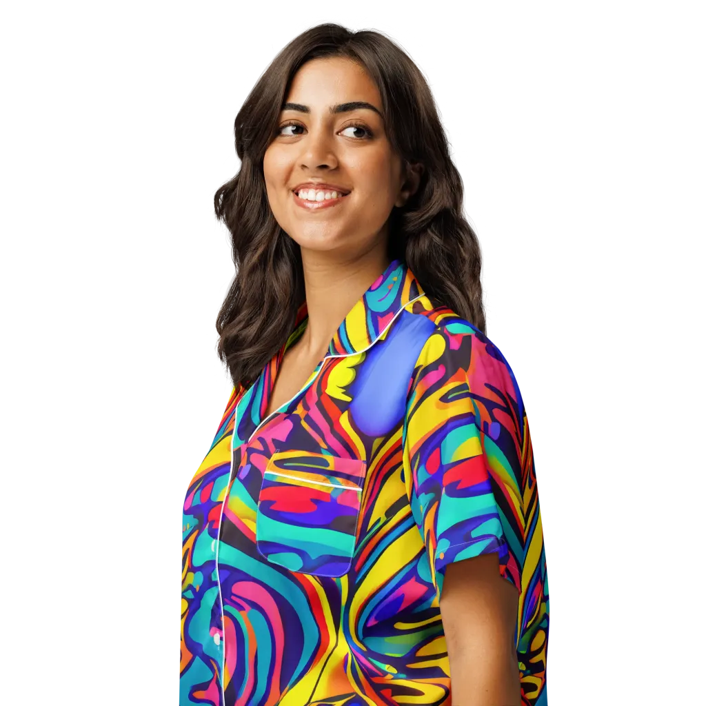 Electric Ecstasy on Women's Short Sleeve Pajama Top — Left Front