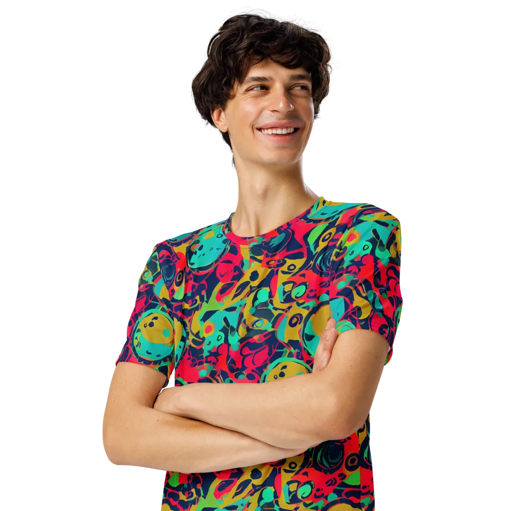 Gottlieb Galaxy on Men's Crew Neck T-Shirt — Left Front