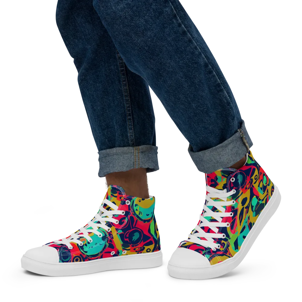 Gottlieb Galaxy on Men's High Top Canvas Shoes — Left