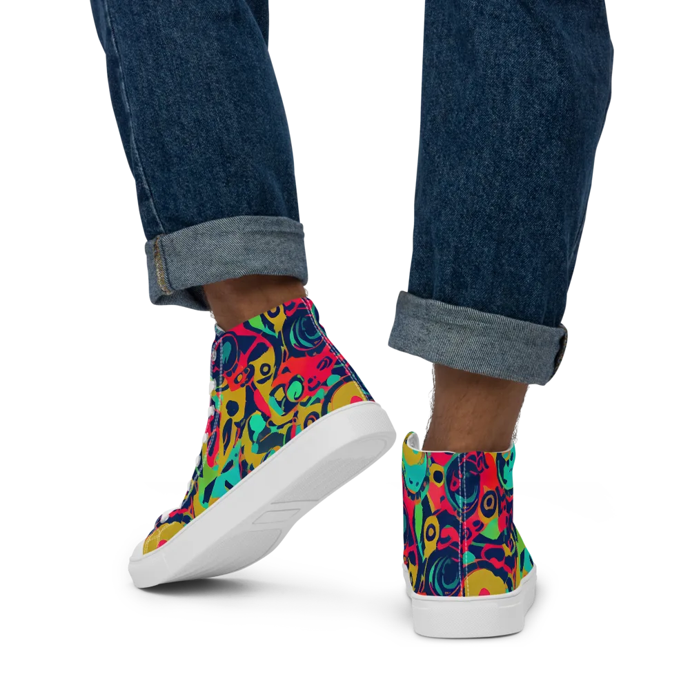 Gottlieb Galaxy on Men's High Top Canvas Shoes — Back