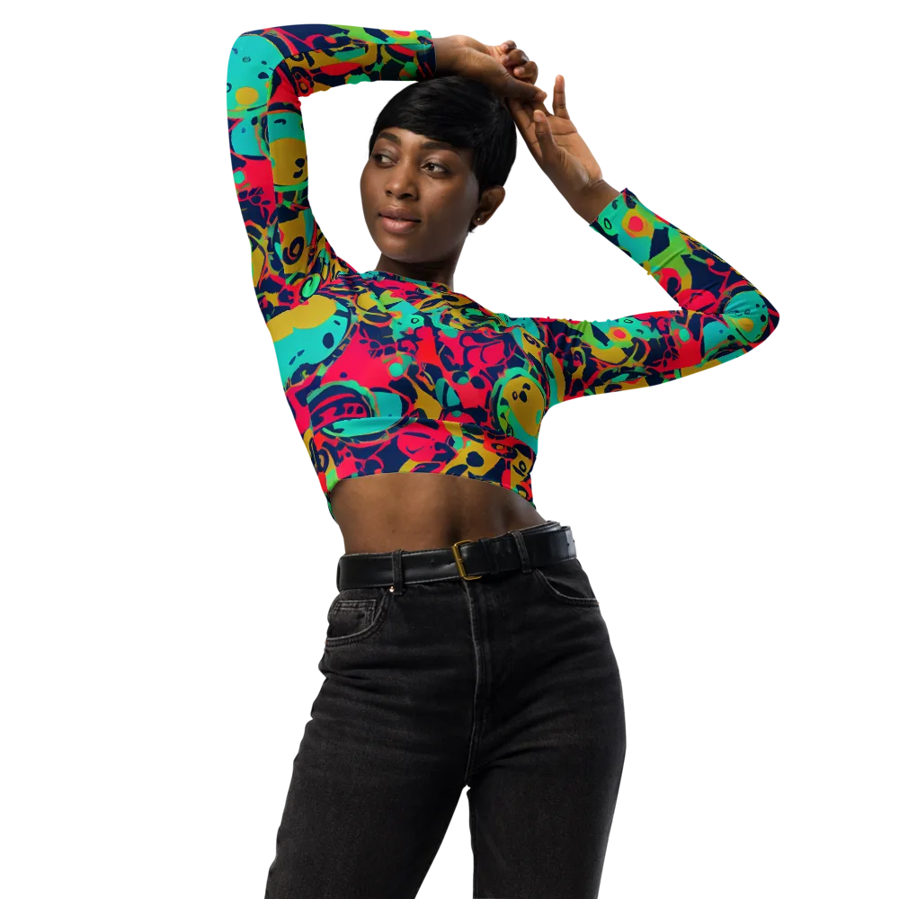 Gottlieb Galaxy on Long Sleeve Crop Top — Front