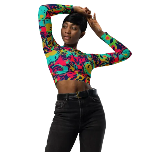 Gottlieb Galaxy on a Long Sleeve Crop Top