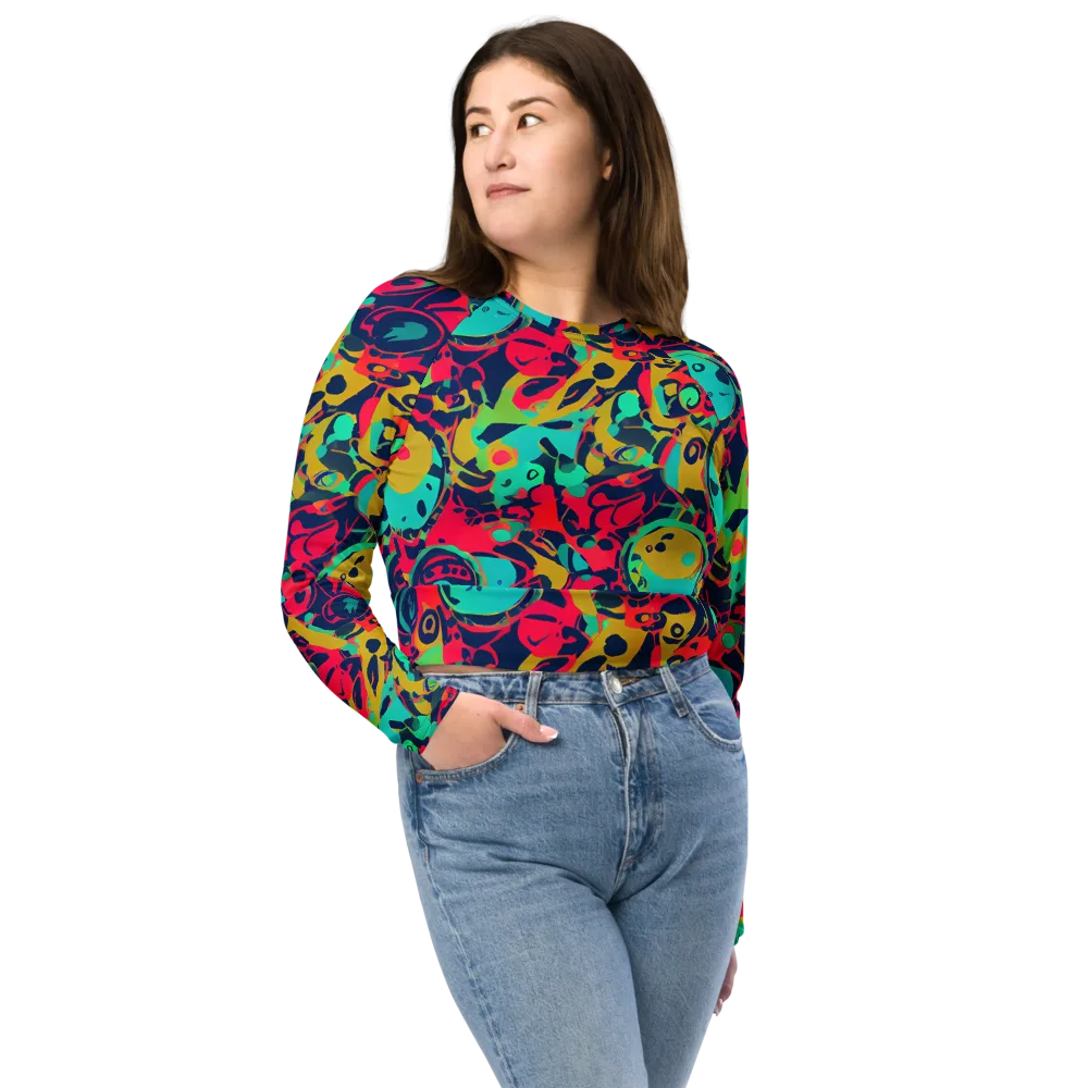 Gottlieb Galaxy on Long Sleeve Crop Top — Front