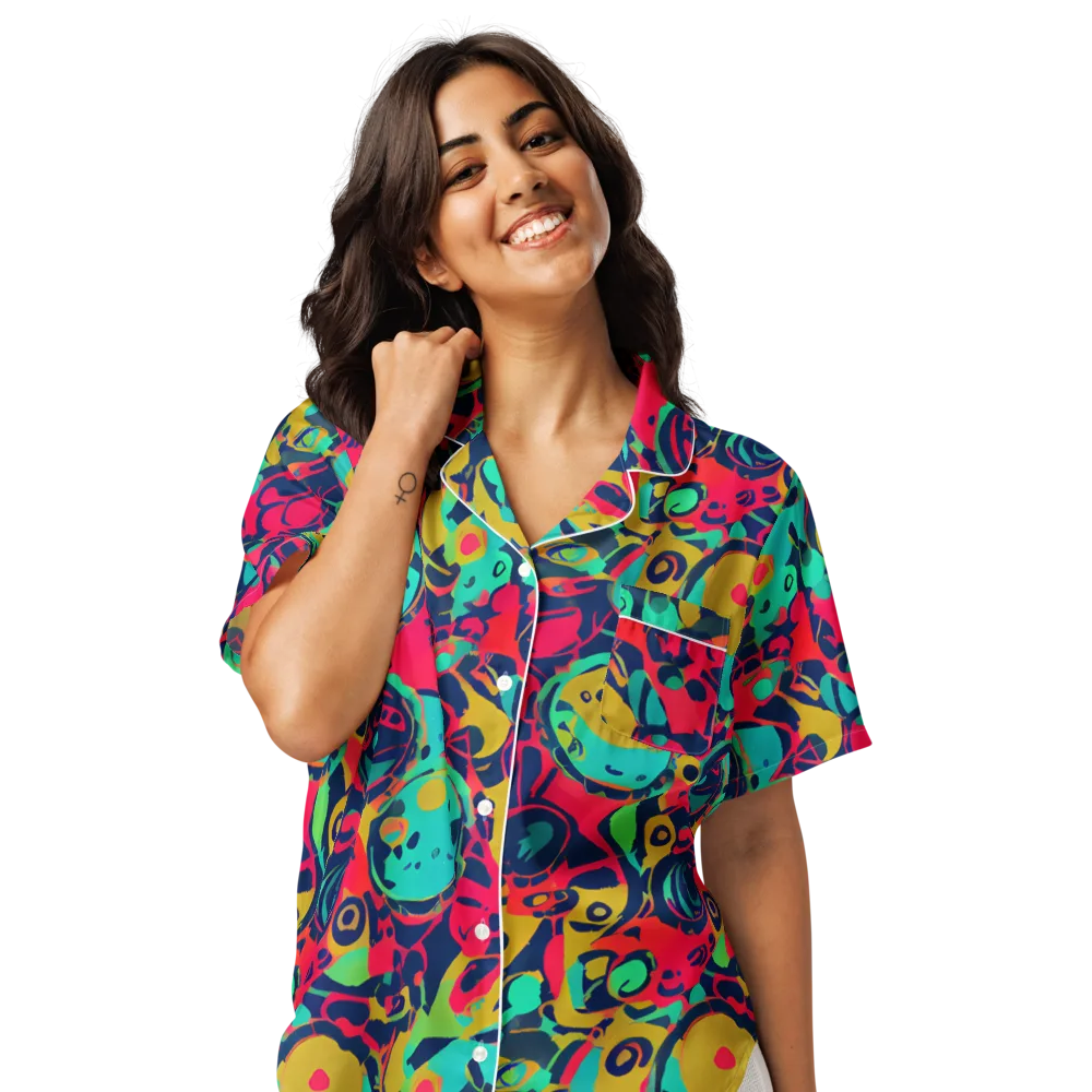 Gottlieb Galaxy on Women's Short Sleeve Pajama Top — Front