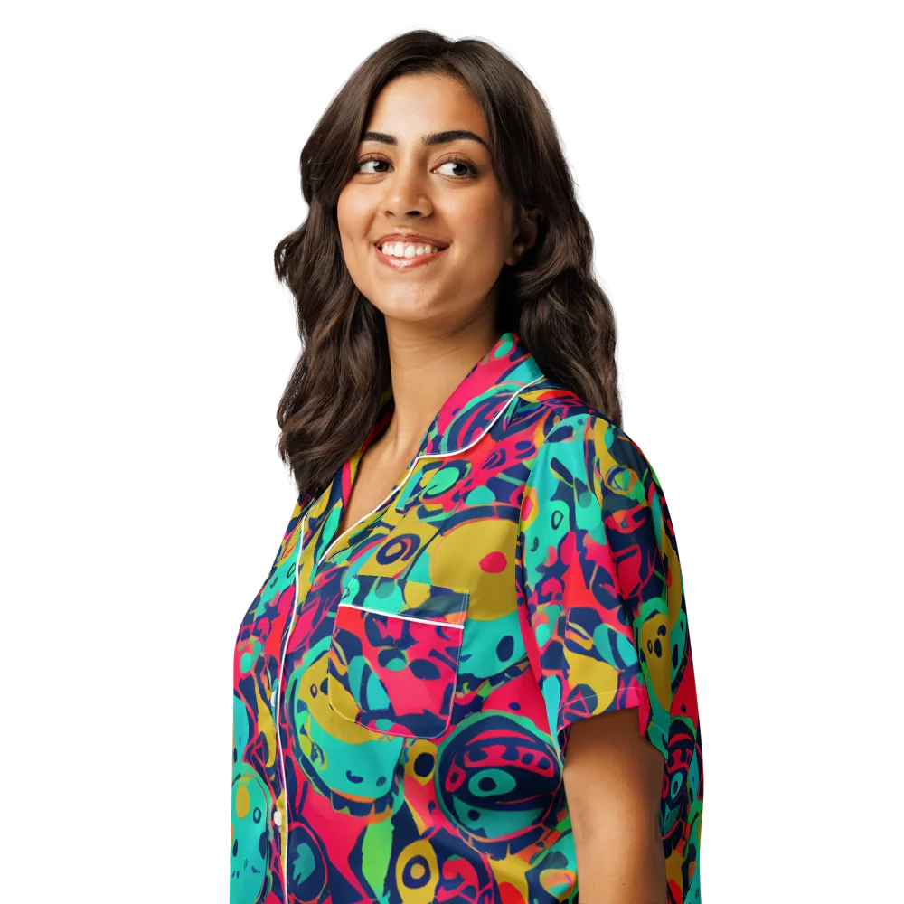 Gottlieb Galaxy on Women's Short Sleeve Pajama Top — Left Front