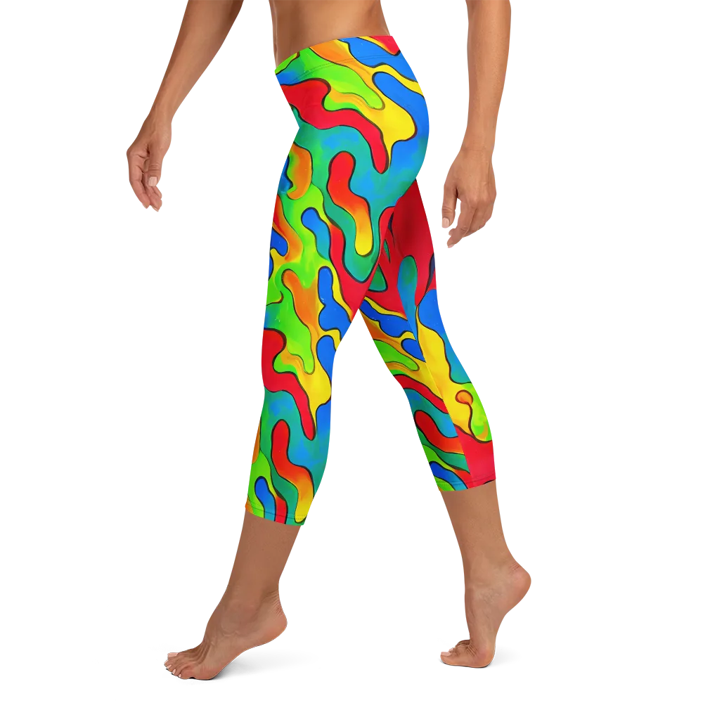 Splash of Joy on Capri Leggings — Left